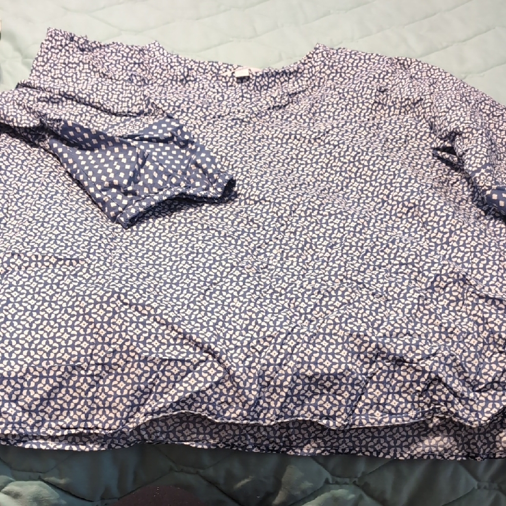 Croft & Barrow Blue Patterned Top, Size XXL